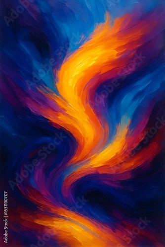 Vibrant Abstract Swirl Painting with Bold Colors and Textured Gradients