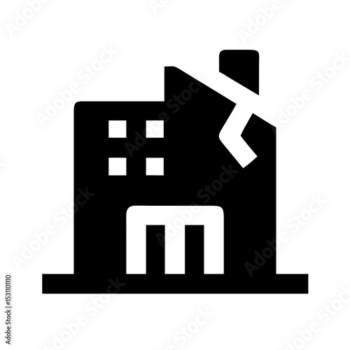 Icon of a damaged building to signify destruction or disrepair