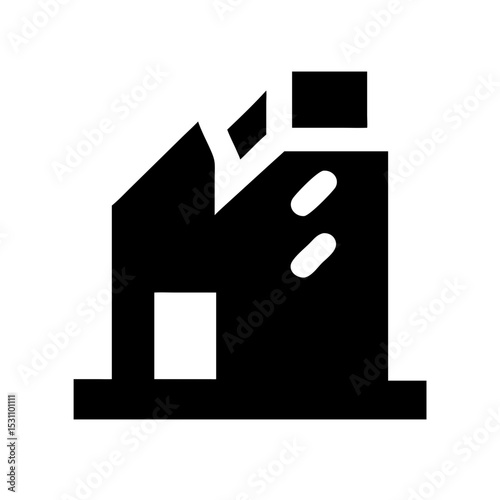Icon of a damaged building to signify destruction or disrepair