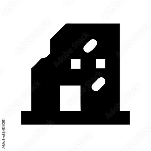 Icon of a damaged building to signify destruction or disrepair