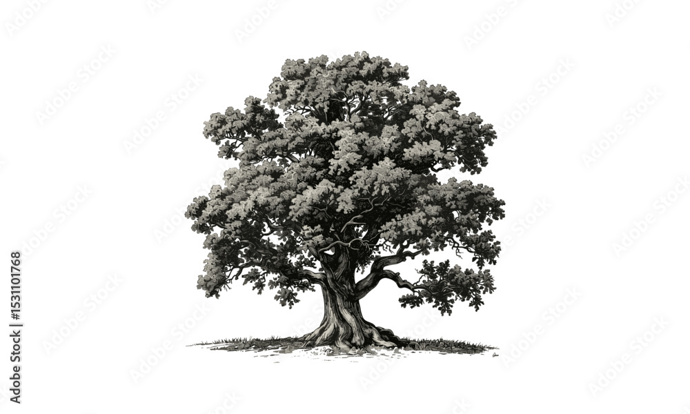Fototapeta premium Vector illustration, Pollard Tree Illustrations, seasonal foliage, natural environment, rustic trees, plant anatomy, garden artwork, rural landscape, wilderness sketch.