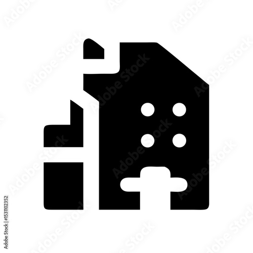 Icon of a damaged building to signify destruction or disrepair