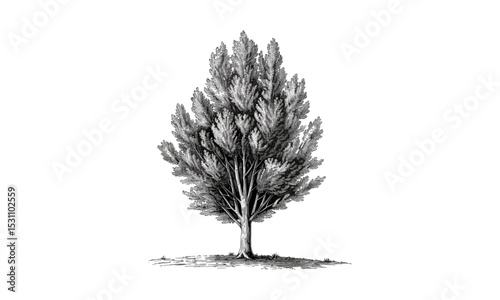 Poplar Tree Illustrations, vector illustration, forest landscape, botanical art, nature background, tree silhouette, seasonal foliage, outdoor scene, garden plants, eco design.
