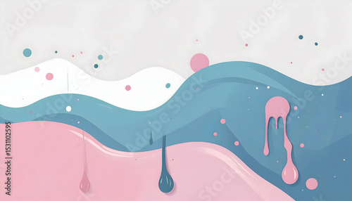 Abstract Pastel Wave Background with Pink and Blue Drips