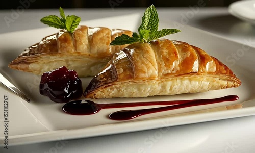 Delicious Baked Pastry with Cherry Sauce A Culinary Delight
