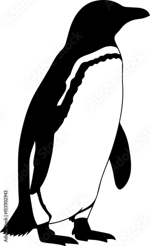 Majestic Penguin Silhouette: Antarctic Bird Vector Illustration