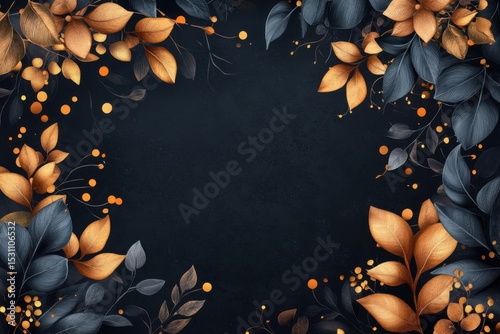 Elegant autumn foliage adorns a dark backdrop, creating a stunning natural frame for creative projects and artistic endeavors