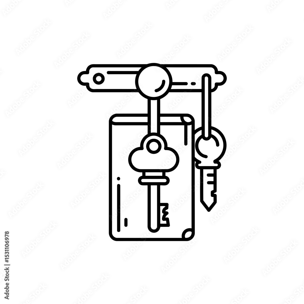 Decorative key holder line icon Decorative key holder line icon