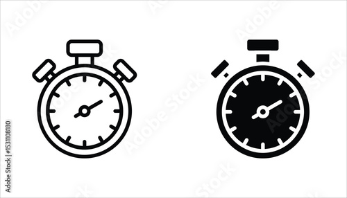 Stopwatch icon set. Symbol in Line Art Style for Design, Presentation, Website or Apps Elements. Sport equipage symbol illustration. Vector illustration Isolated on white background.