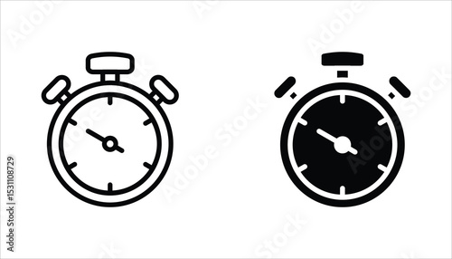 Stopwatch icon set. Vector illustration for Design, Presentation, Website or Apps Elements. Sport equipage symbol illustration. Isolated on white background.