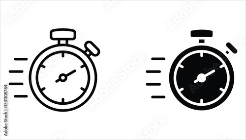 Stopwatch icon set. Vector illustration for Design, Presentation, Website or Apps Elements. Sport equipage symbol illustration. Isolated on white background.