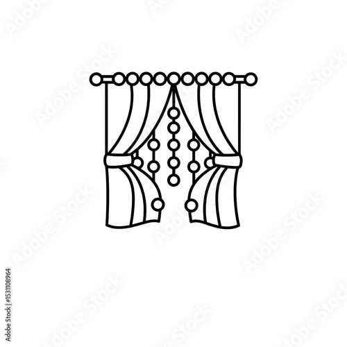 Beaded curtain gently swaying line icon
