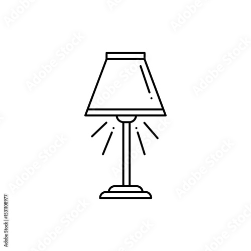 Bedside lamp emitting a soft warm glow line icon
