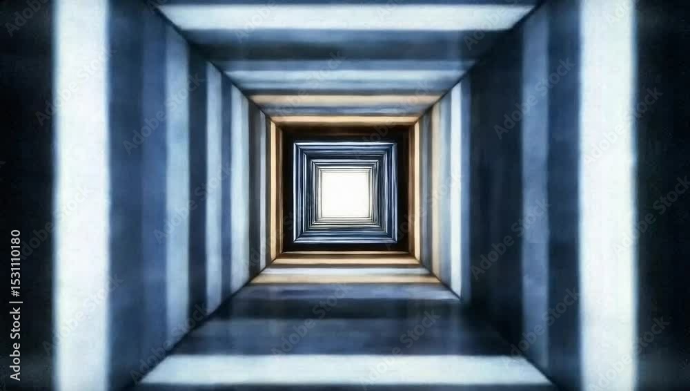 Realistic animation of a square-shaped sci-fi dimensional portal.