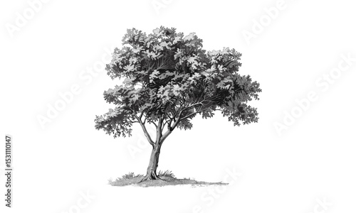 Vector illustration Robinia Pseudoacacia, tree art, natural landscape, flora design, garden tree, spring bloom, outdoor scenery, eco-friendly concept, plant silhouette.