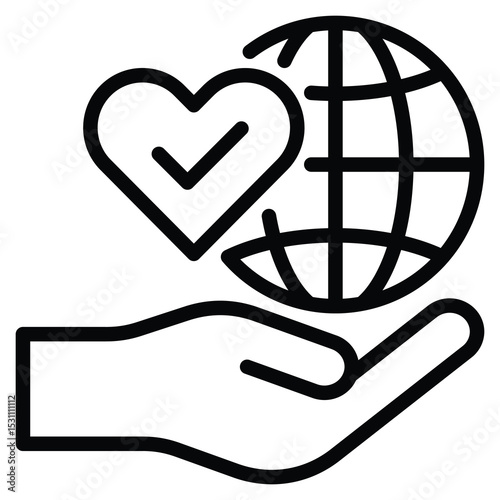 Charity Icon Line Vector Illustration