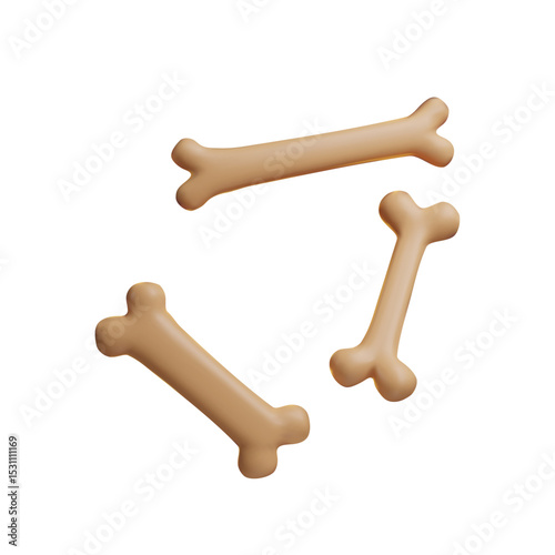 3d bones set. Three-dimensional anatomy symbol. Dog, pet, puppy realistic toy. Halloween Vector illustration - human skeleton. White biological material for medicine. Rendering calcium structure