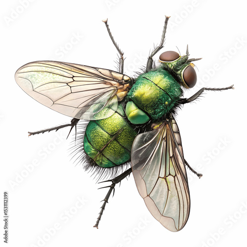 Emerald green bottle fly, isolated on transparent background