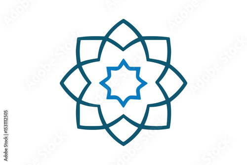 A geometric floral vector design with intricate petal and star shapes for backgrounds.