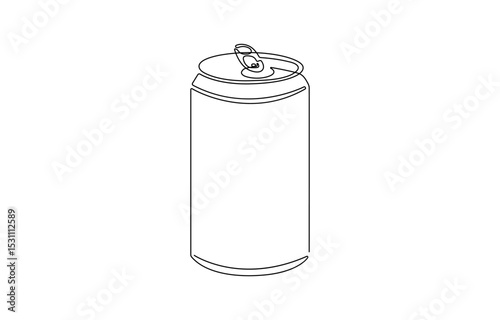 Continuous line drawing of soda aluminum can. One line of aluminum can. Soda refreshing drink concept continuous, Doodle container of beer soda water juice packaging. Vector mock up.