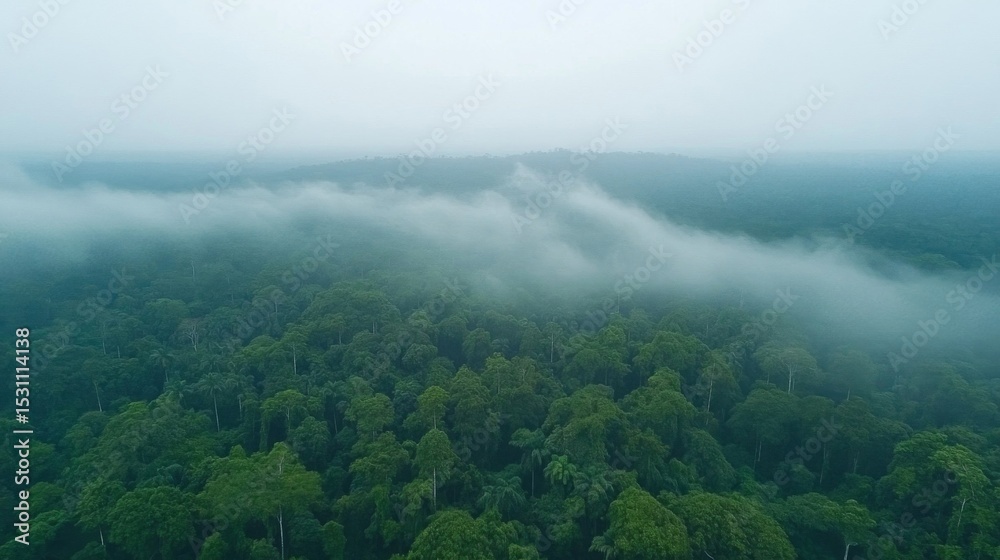 Aerial View of a Lush Green Forest Under an Overcast Sky Aerial View of a Lush Green Forest Under an Overcast Sky