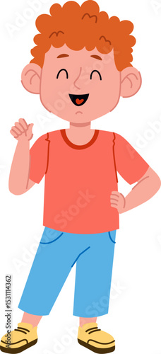 Cheerful Boy with Curly Hair