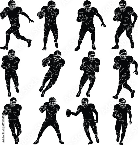 American football man and woman players silhouettes vector illustration 