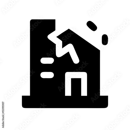Icon of a damaged building to signify destruction or disrepair