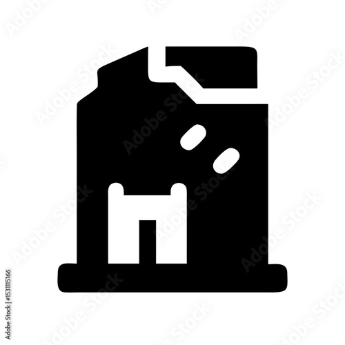 Icon of a damaged building to signify destruction or disrepair