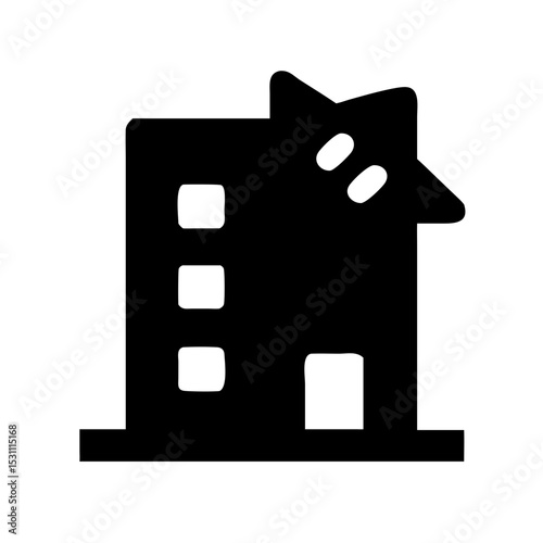 Icon of a damaged building to signify destruction or disrepair