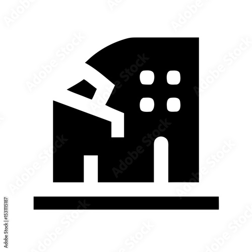 Icon of a damaged building to signify destruction or disrepair