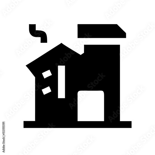 Icon of a damaged building to signify destruction or disrepair