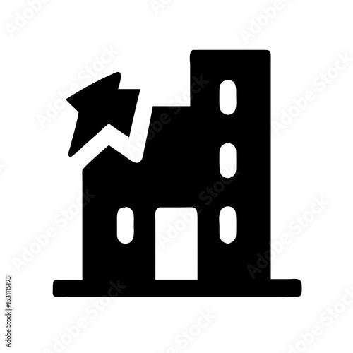 Icon of a damaged building to signify destruction or disrepair