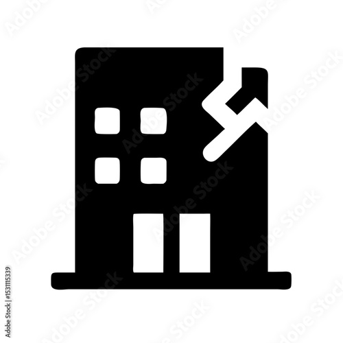 Icon of a damaged building to signify destruction or disrepair