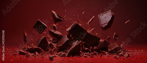 Dark Chocolate Chunks on Vibrant Purple Background – Food Concept