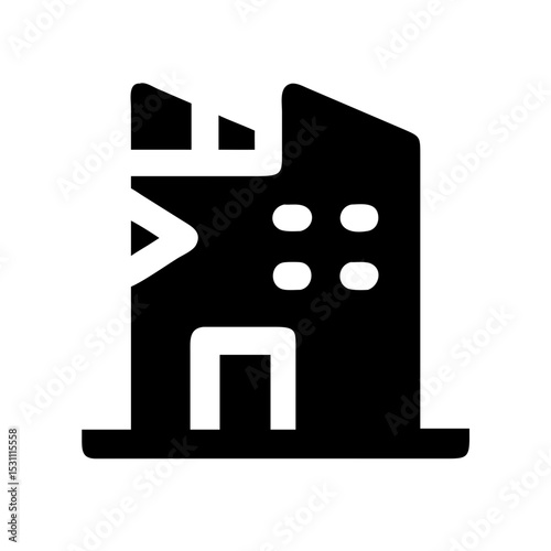 Icon of a damaged building to signify destruction or disrepair