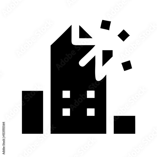 Icon of a damaged building to signify destruction or disrepair
