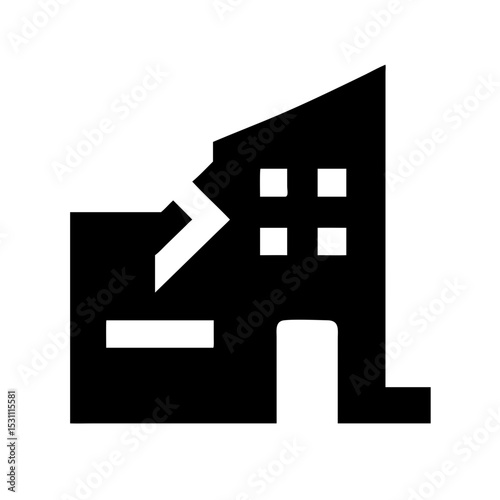 Icon of a damaged building to signify destruction or disrepair
