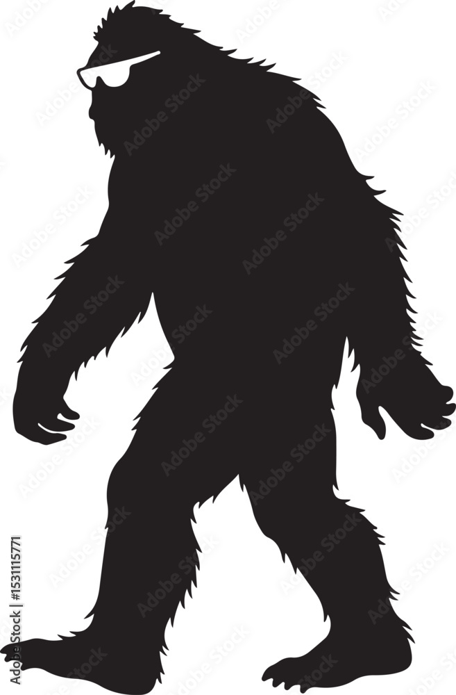 Fototapeta premium Bigfoot Cool Logo with Sunglasses Vector on White Background