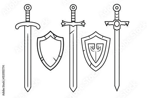 Sword and Shield Icon. Medieval armory and weapons concept vector.