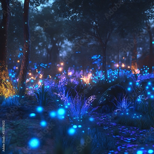 with glowing cinematic forest plants detailed mystical lighting bioluminescent ultra