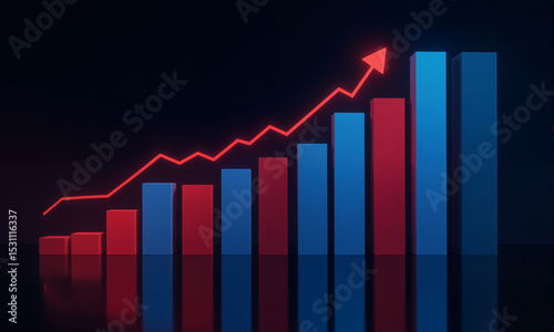 Red and blue bars that are growing