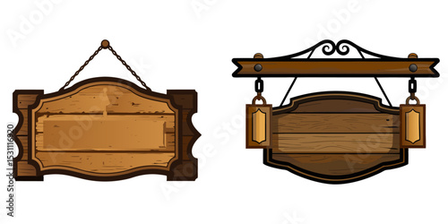 Old-style tavern sign with aged wood, hanging on iron brackets with a moody restaurant background