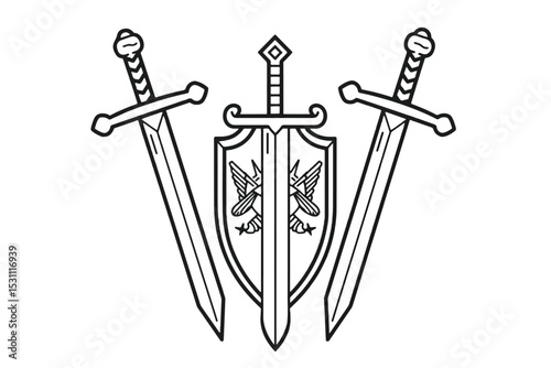Sword and Shield Icon. Medieval armory and weapons concept vector.