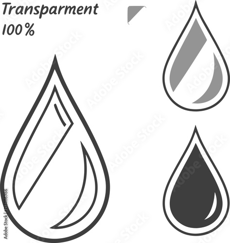 Aqua blue water droplet icon and red blood drop illustration vector set