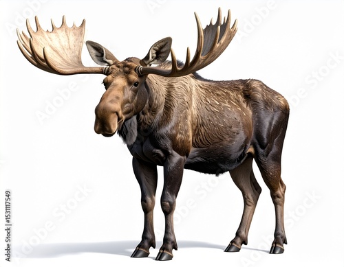 3D Render of a Moose Isolated on White Background
