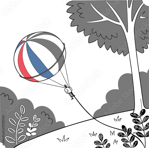 Vector illustration of birds on a tree branch, featuring a natural design with floral elements and leaf patterns