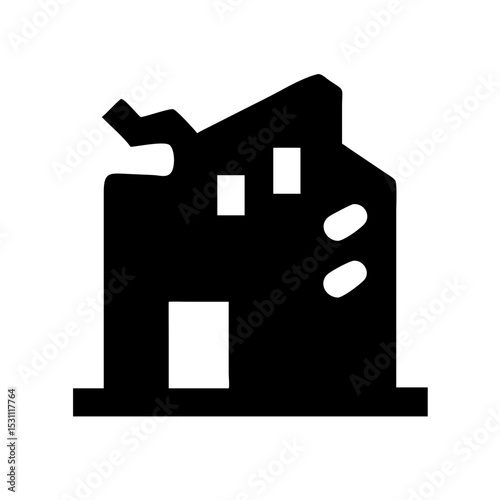 Icon of a damaged building to signify destruction or disrepair
