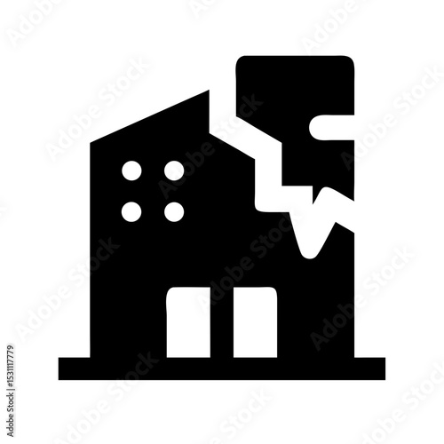 Icon of a damaged building to signify destruction or disrepair