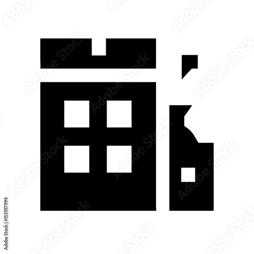 Icon of a damaged building to signify destruction or disrepair